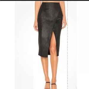 Free People Vegan Leather Black Pencil Skirt Small